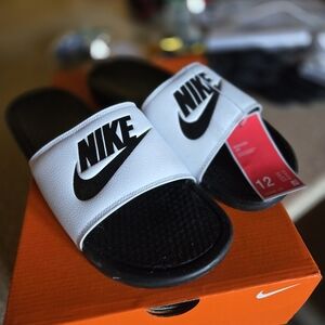 Nike Benassi White Slide Sandals